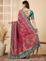 Pink Woven Viscose Saree with Unstitched Blouse - Image 2