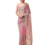 Women's Net Embroidery Saree with Blouse Piece